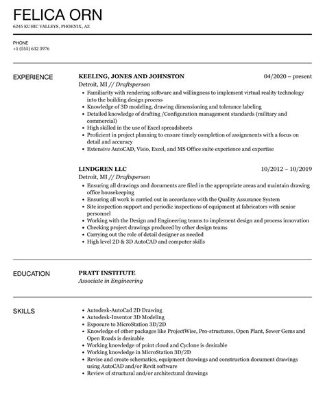 draftsperson resume examples|Draftsperson Resume Sample & Tips .